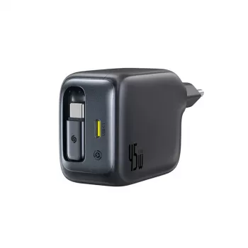 Baseus EnerCore CJ11 45W autós töltő USB-C csatlakozóval és kihúzható USB-C kábellel - fekete