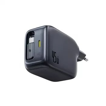 Baseus EnerCore CJ11 45W autós töltő USB-C csatlakozóval és kihúzható USB-C kábellel - fekete