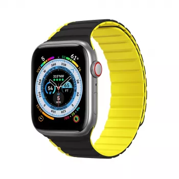 Dux Ducis mágneses szíj Apple Watch SE, Series 9, 8, 7, 6, 5, 4, 3, 2, 1 (41, 40, 38 mm) LD verzió - fekete-sárga