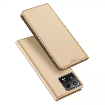 Dux Ducis Skin Pro flip tok Xiaomi 13 - pénztárca kártyatartóval és állvánnyal, arany