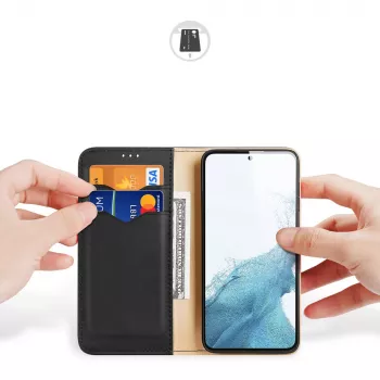 Dux Ducis Hivo flip pénztárcás tok Samsung Galaxy S23+ - RFID-blokkolással, fekete