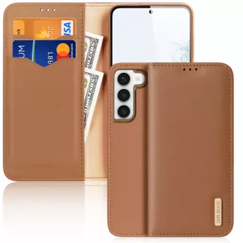 Dux Ducis Hivo pénztárcás tok Samsung Galaxy S23+ - RFID-blokkolással, kitámasztóval, barna