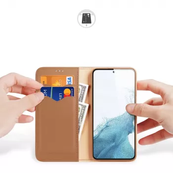 Dux Ducis Hivo pénztárcás tok Samsung Galaxy S23+ - RFID-blokkolással, kitámasztóval, barna
