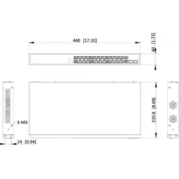 Hikvision DS-3E1528P-EI 24 portos Gigabit PoE+ menedzselt switch