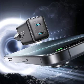 Joyroom JR-TCG17 45W 2x USB-C GaN hálózati töltő EU-dugó fekete