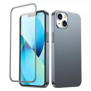Joyroom 360 Full Case iPhone 13-hoz, előlap és hátlap + edzett üveg védő, Tarnish Grey (JR-BP927)