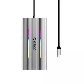 ORICO XDR 12 az 1-ben USB-C dokkoló RGB-vel, 2x HDMI 4K 60Hz, VGA, RJ45 Gigabit, SD/microSD kártyaolvasó, 100W PD, szürke