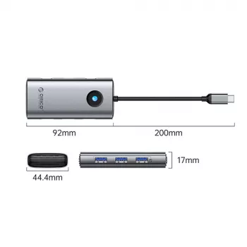 ORICO PW11 USB-C dokkoló 6 az 1-ben, 3x USB-A 3.0, 1x USB-C 3.0, 1x USB-C PD 100W, 1x HDMI 4K 30Hz, szürke
