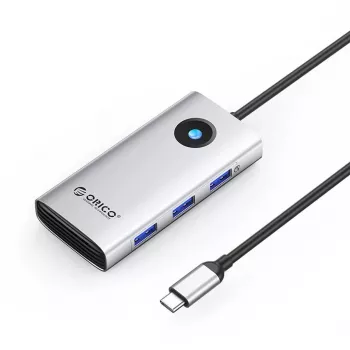 ORICO PW11 USB-C dokkoló 6 az 1-ben, 3x USB-A 3.0, 1x USB-C PD 100W, 1x HDMI 4K 30Hz, 1x RJ45 2.5G Ethernet, ezüst