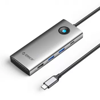 ORICO PW11 USB-C 8 az 1-ben dokkoló, 2x USB-A 3.0, 1x USB-A 2.0, 1x USB-C 3.0, 1x USB-C PD 100W, 1x HDMI 4K 60Hz, 1x VGA 1080P 60Hz, 1x RJ45 Gigabit Ethernet, szürke