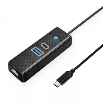 ORICO PWCUR-C3 3 portos USB-C hub USB-A 3.0, USB-C 3.0 és Gigabit Ethernet csatlakozóval - fekete