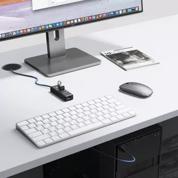 ORICO PW3UR25-U3 4 portos USB hub 3x USB-A 3.0 és 2.5G Ethernet csatlakozóval, 1 m kábel, fekete
