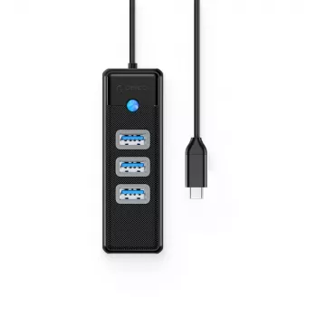 ORICO PW3UR25-C3 4 portos USB 3.0 hub 2.5G Ethernet adapterrel, 0,5 m kábel, fekete