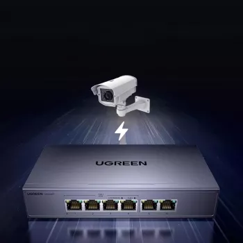 Ugreen 6 portos Gigabit Ethernet switch PoE+ - szürke