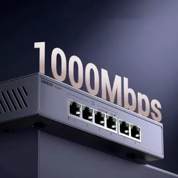 Ugreen 6 portos Gigabit Ethernet switch PoE+ - szürke