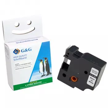 G&G címkeszalag 12mm x 7m fehér feketén DYMO 45013 kompatibilis