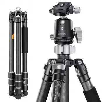 K&F Concept X284C4 karbonszálas állvány BH-36 gömbfejjel, 172 cm / 67,7 inch, 16 kg / 35,3 lbs terhelés, egylábú állvány, 4 szekciós csavarzár, Arca-Swiss kompatibilis