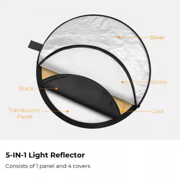 K&F Concept 5 az 1-ben kerek reflektor 110cm diffúzorral és hordtáskával - KF18.0003