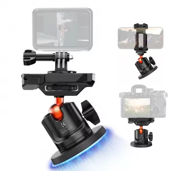 KF 3D gömbcsuklós mágneses állványtartó GoPro okostelefon kamerához 1/4 inch menettel KF31.156 fekete