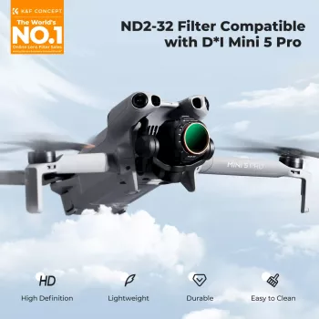 K&F Variable ND Filter ND2-ND32 for DJI Mini 5 Pro Drone, AGC Glass