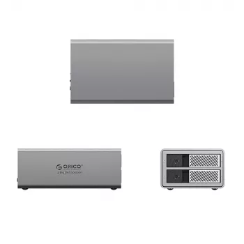 ORICO 9828RU3 2 rekeszes RAID DAS ház 2,5/3,5 inch SATA HDD/SSD-hez, USB 3.0, szürke