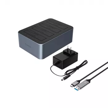 ORICO 6646C3-C 4 rekeszes dokkoló 2,5/3,5 SATA HDD/SSD-hez offline klónozási funkcióval - szürke