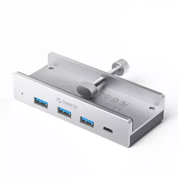 ORICO MH4PC rögzíthető USB-C hub, 3x USB-A 3.0 + 1x USB-C 3.0, ezüst