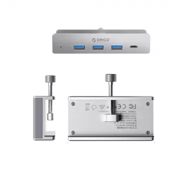 ORICO MH4PC rögzíthető USB-C hub, 3x USB-A 3.0 + 1x USB-C 3.0, ezüst