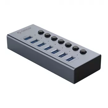 ORICO BT2U3-7AB 7 portos USB 3.0 hub egyedi kapcsolókkal - szürke