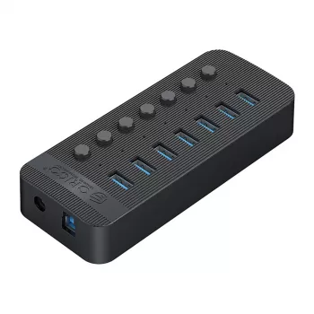 ORICO CT2U3-7AB USB 3.0 hub 7 USB-A csatlakozóval és egyedi kapcsolókkal - fekete