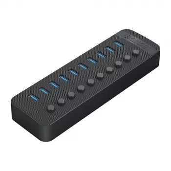 ORICO CT2U3-10AB 10 portos USB 3.0 hub egyedi kapcsolókkal - fekete