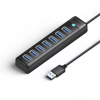 ORICO PW7U-U3 7 portos USB 3.0 hub USB-C tápellátással, 1m kábel, fekete