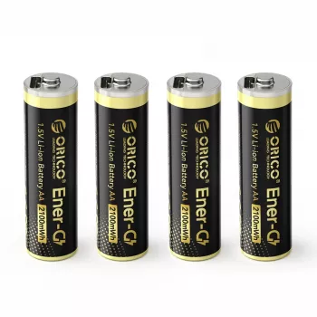 ORICO Ener-G EG5C 1,5 V 2100 mWh újratölthető AA LiPo akkumulátor USB-C töltőkábellel, 4 darabos csomag