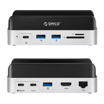ORICO MiniDock 10 az 1-ben USB-C dokkolóállomás M.2 NVMe/SATA SSD házzal - ezüst
