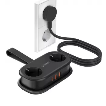 ORICO AP3 20W GaN elosztó 5 az 1-ben 2x AC + 2x USB-A + 1x USB-C - fekete
