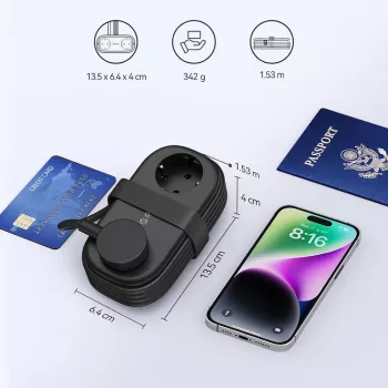 ORICO AP3 20W GaN elosztó 5 az 1-ben 2x AC + 2x USB-A + 1x USB-C - fekete