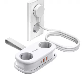 ORICO AP3 20W GaN elosztó 5 az 1-ben 2x AC + 2x USB-A + 1x USB-C - fehér