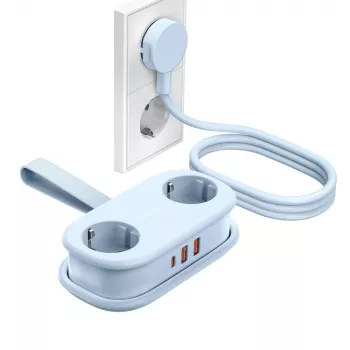 ORICO AP3 20W GaN elosztó 5 az 1-ben, 2x AC + 2x USB-A + 1x USB-C, kék