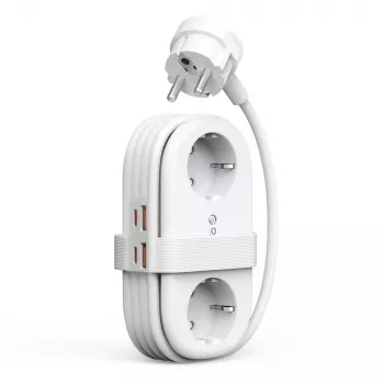 ORICO AP3 65W GaN 6 az 1-ben elosztó 2 AC aljzattal, 2 USB-A és 2 USB-C csatlakozóval - fehér