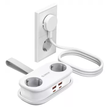 ORICO AP3 65W GaN 6 az 1-ben elosztó 2 AC aljzattal, 2 USB-A és 2 USB-C csatlakozóval - fehér
