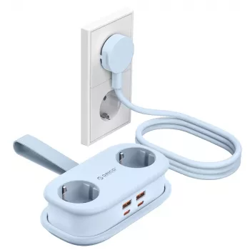ORICO AP3 65W GaN elosztó 6 az 1-ben, 2x AC + 2x USB-A + 2x USB-C, kék