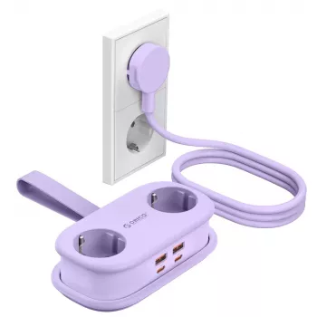 ORICO AP3 65W GaN 6 az 1-ben elosztó 2 AC aljzattal, 2 USB-A és 2 USB-C csatlakozóval - lila