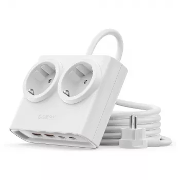 ORICO PDC25 elosztó 25W 6 az 1-ben 2x AC + 2x USB-A + 2x USB-C - fehér