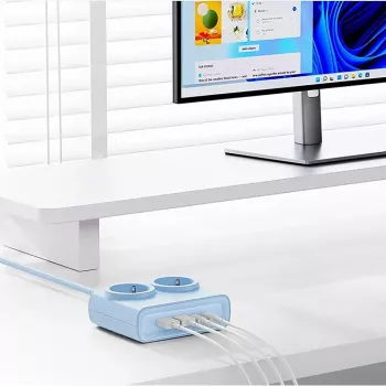 ORICO PDC25 25W 6 az 1-ben asztali elosztó 2 AC aljzattal, 2 USB-A és 2 USB-C csatlakozóval - kék