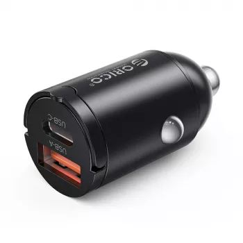 ORICO MiniRing 30W USB-A + USB-C autós töltő - fekete