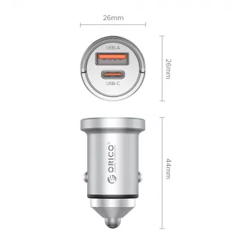 ORICO MiniRing Pro 45W USB-A + USB-C autós töltő - ezüst