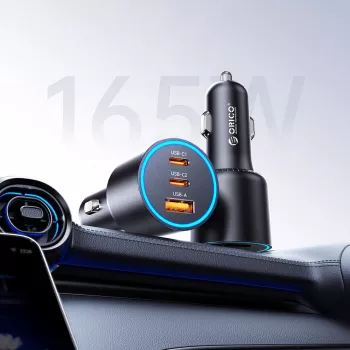 ORICO HyperDrive 165W autós töltő USB-A + 2x USB-C - fekete