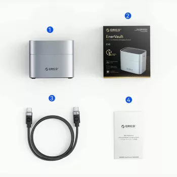 ORICO EV8 AA lítium-akkumulátor töltő tárolófunkcióval, ezüst