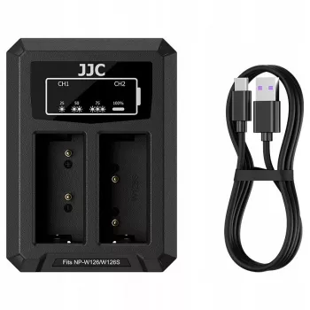 JJC Dual USB-C töltő 2x Fujifilm NP-W126 / NP-W126S akkumulátorhoz DCH-W126TC