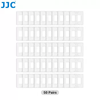 JJC SM-35x50 diakeret 35mm filmhez, 50x50mm keret, 36x24mm képablak, ABS műanyag, összeilleszthető, 50 darab